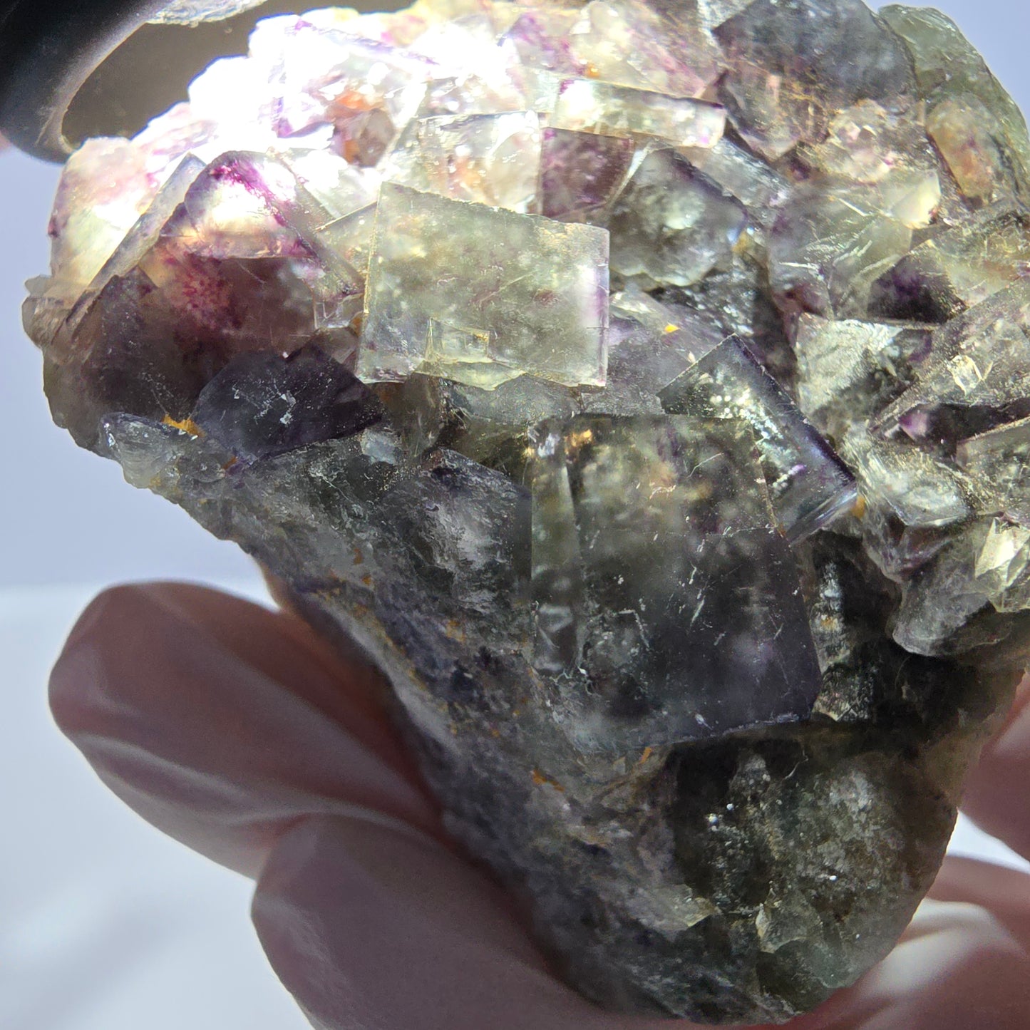 Phantom Fluorit Würfel Stufe, grün lila Okorusu, Namibia 73*50*27mm