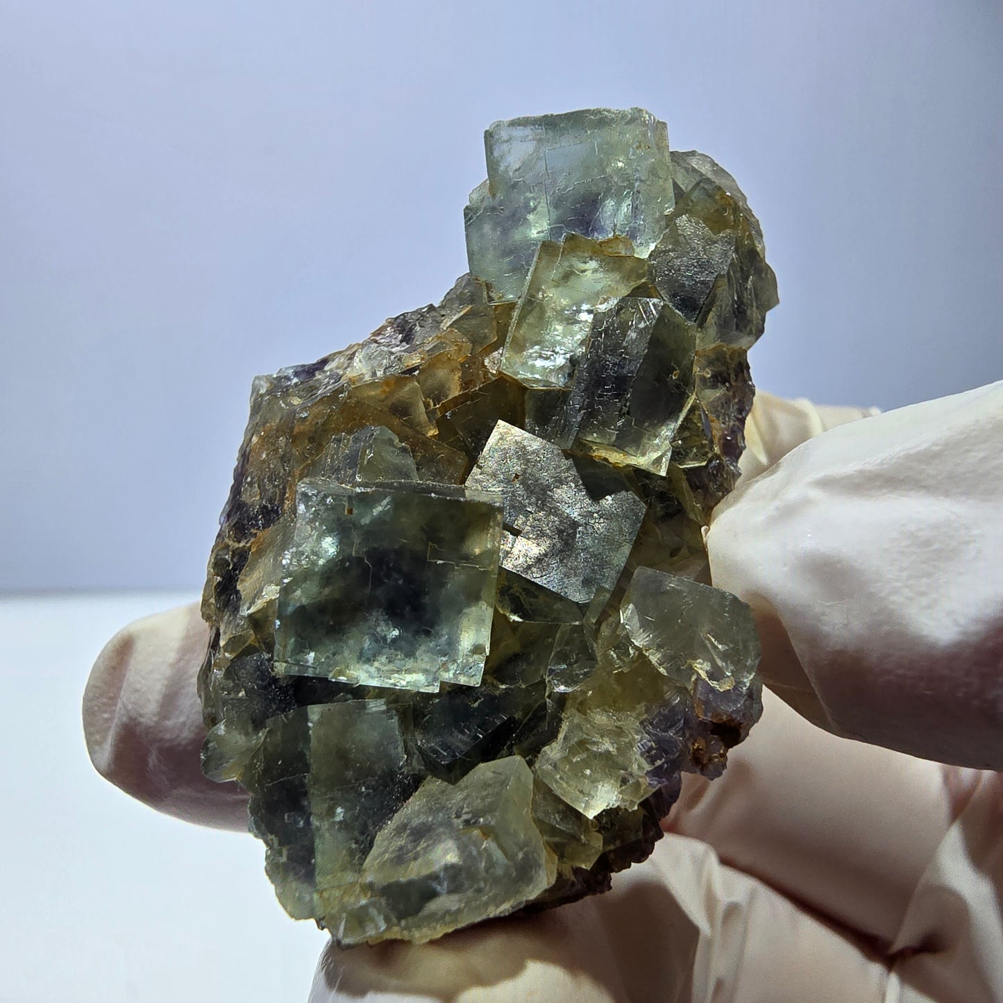 Phantom Fluorit Würfel Stufe, grün lila Okorusu, Namibia 51*33*19mm