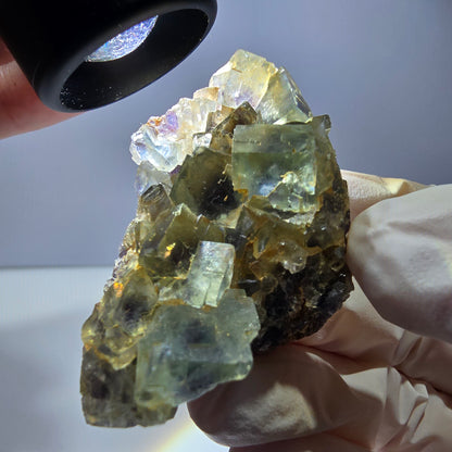 Phantom Fluorit Würfel Stufe, grün lila Okorusu, Namibia 51*33*19mm