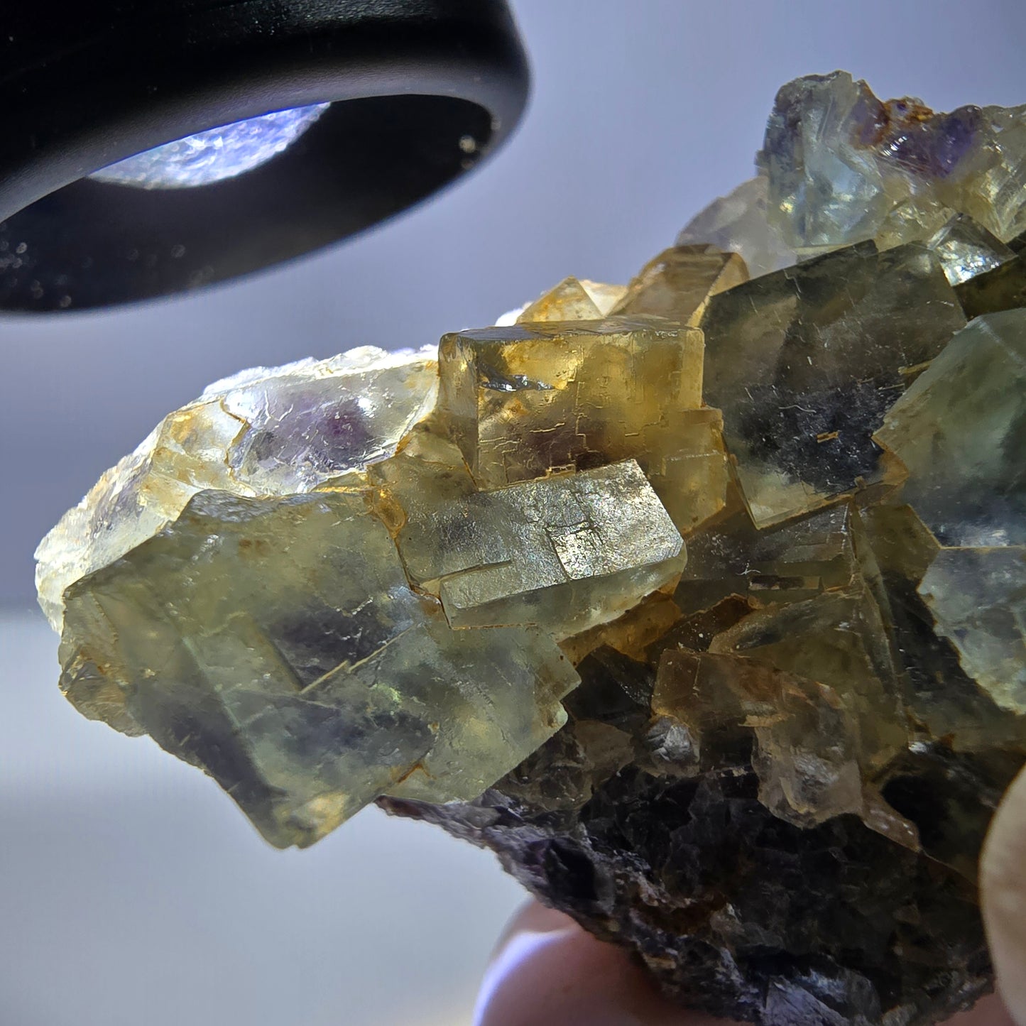 Phantom Fluorit Würfel Stufe, grün lila Okorusu, Namibia 51*33*19mm