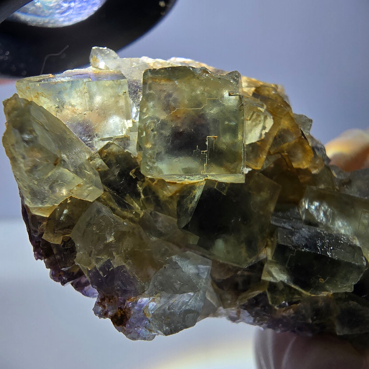 Phantom Fluorit Würfel Stufe, grün lila Okorusu, Namibia 51*33*19mm