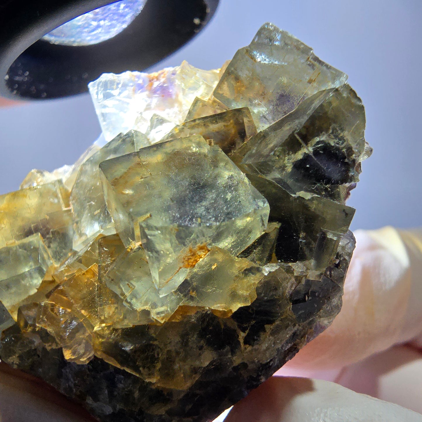 Phantom Fluorit Würfel Stufe, grün lila Okorusu, Namibia 51*33*19mm