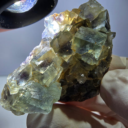 Phantom Fluorit Würfel Stufe, grün lila Okorusu, Namibia 51*33*19mm