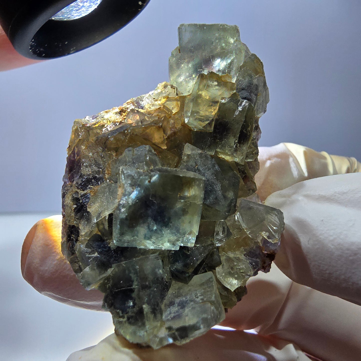 Phantom Fluorit Würfel Stufe, grün lila Okorusu, Namibia 51*33*19mm