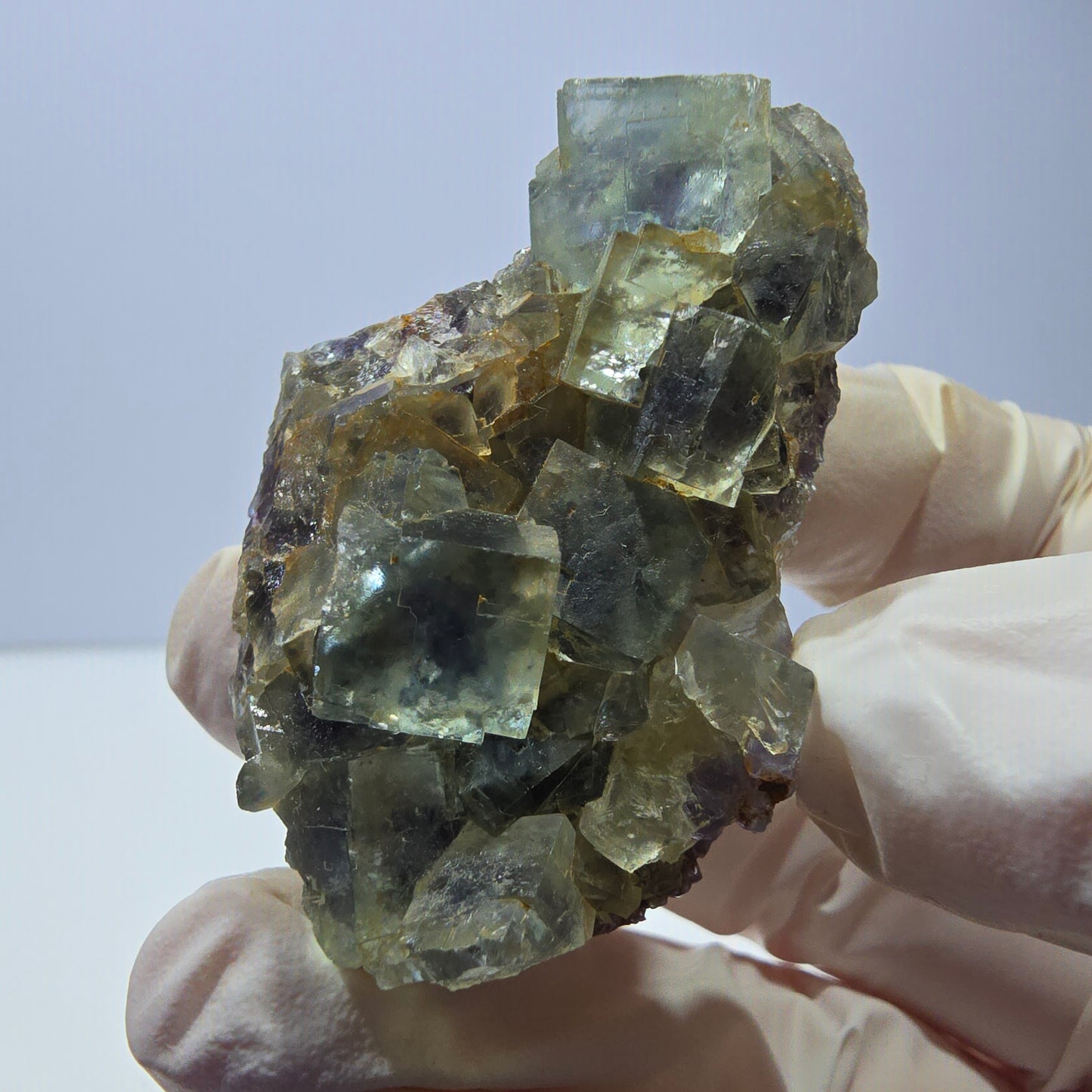 Phantom Fluorit Würfel Stufe, grün lila Okorusu, Namibia 51*33*19mm