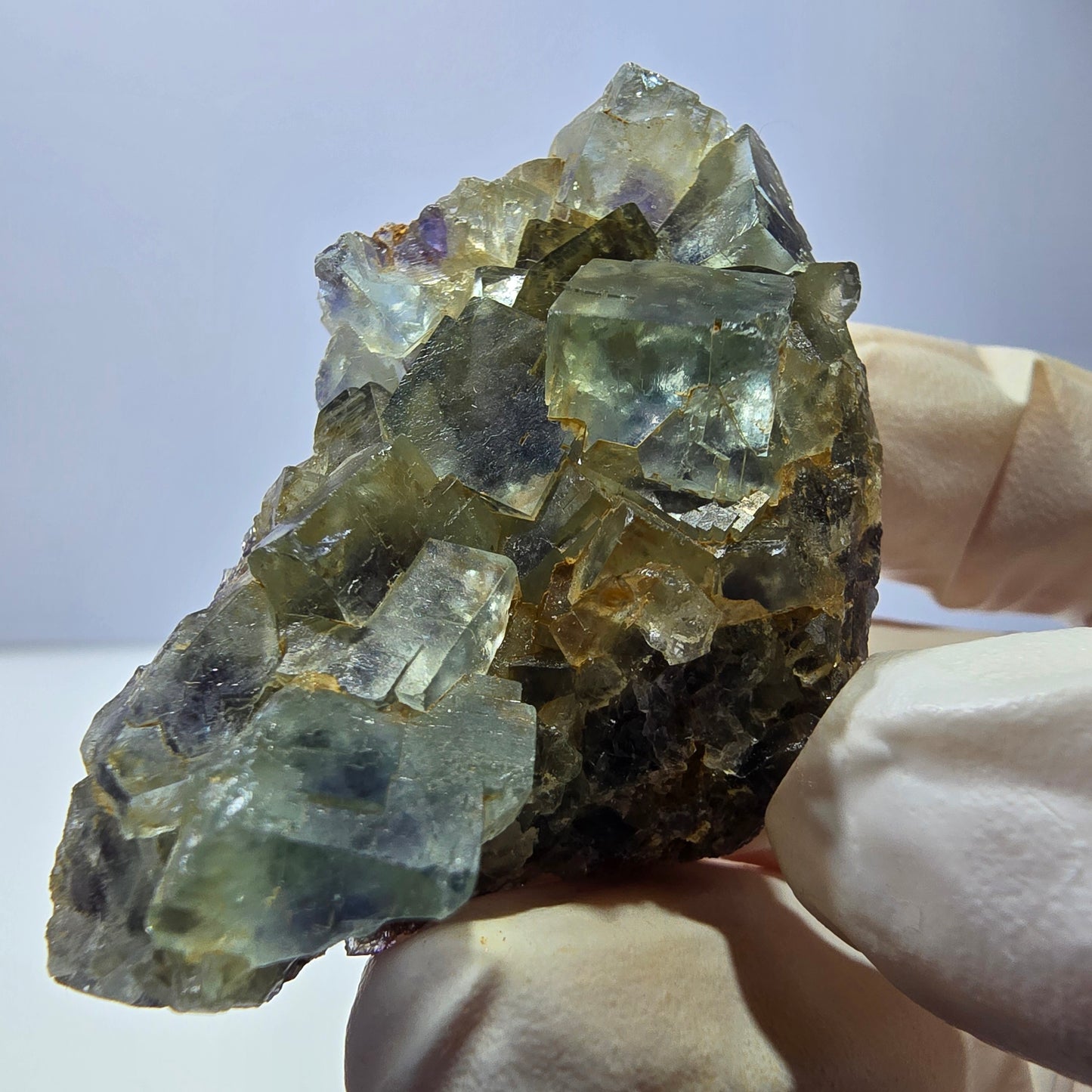 Phantom Fluorit Würfel Stufe, grün lila Okorusu, Namibia 51*33*19mm