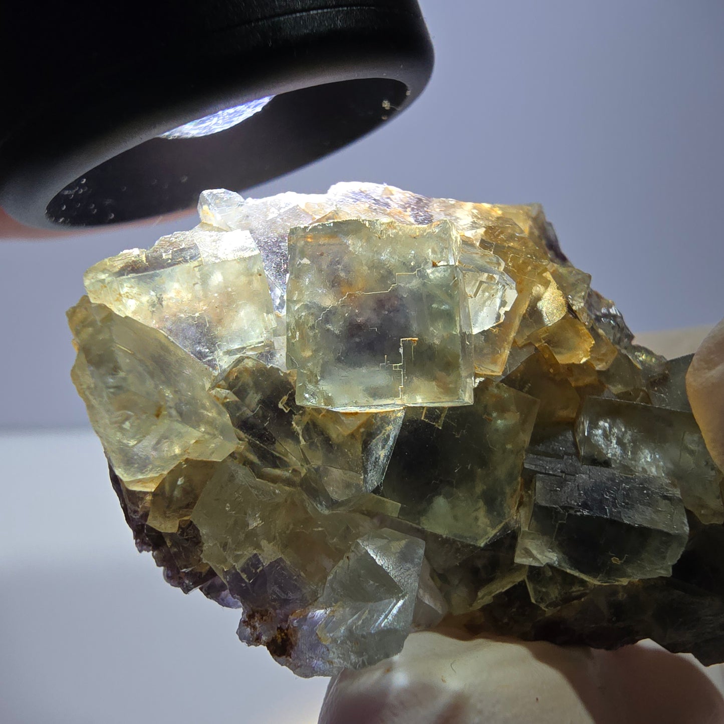 Phantom Fluorit Würfel Stufe, grün lila Okorusu, Namibia 51*33*19mm