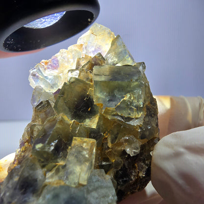 Phantom Fluorit Würfel Stufe, grün lila Okorusu, Namibia 51*33*19mm