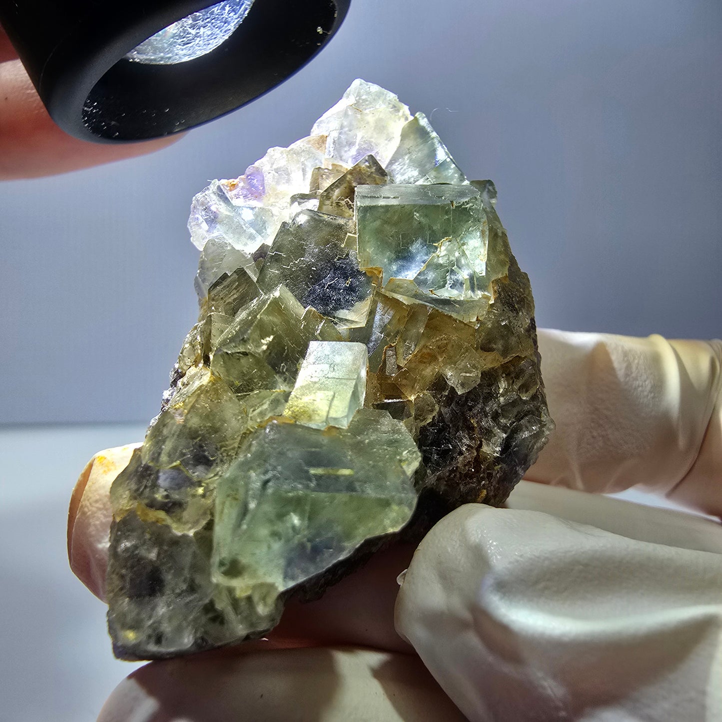 Phantom Fluorit Würfel Stufe, grün lila Okorusu, Namibia 51*33*19mm