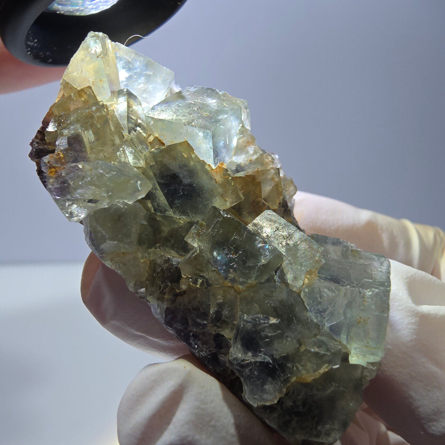 Phantom Fluorit Würfel Stufe, grün lila Okorusu, Namibia 51*33*19mm