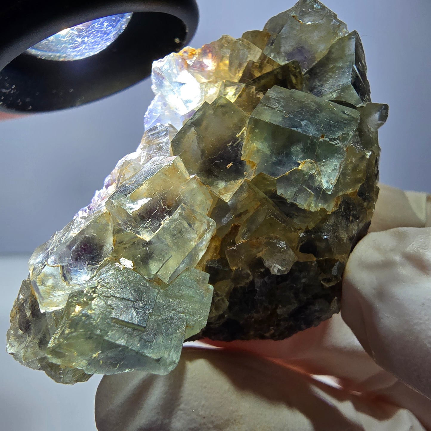 Phantom Fluorit Würfel Stufe, grün lila Okorusu, Namibia 51*33*19mm