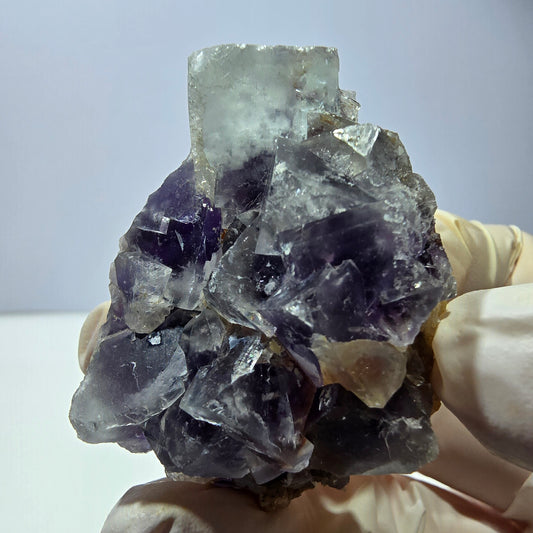 Phantom Fluorit Würfel Stufe, lila weiß Okorusu, Namibia 51*37*26mm