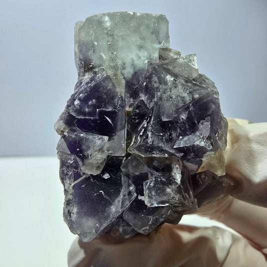 Phantom Fluorit Würfel Stufe, lila weiß Okorusu, Namibia 51*37*26mm