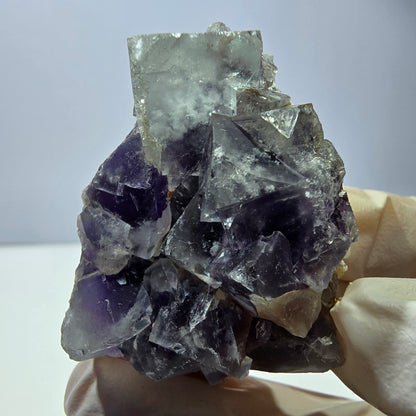 Phantom Fluorit Würfel Stufe, lila weiß Okorusu, Namibia 51*37*26mm