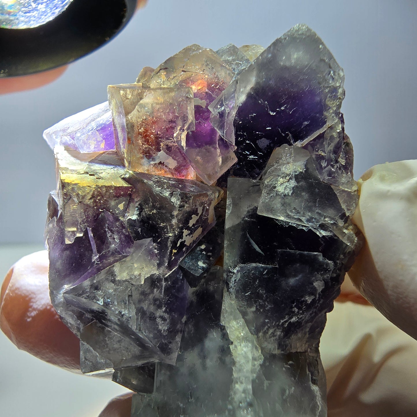 Phantom Fluorit Würfel Stufe, lila weiß Okorusu, Namibia 51*37*26mm