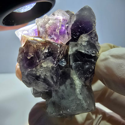 Phantom Fluorit Würfel Stufe, lila weiß Okorusu, Namibia 51*37*26mm