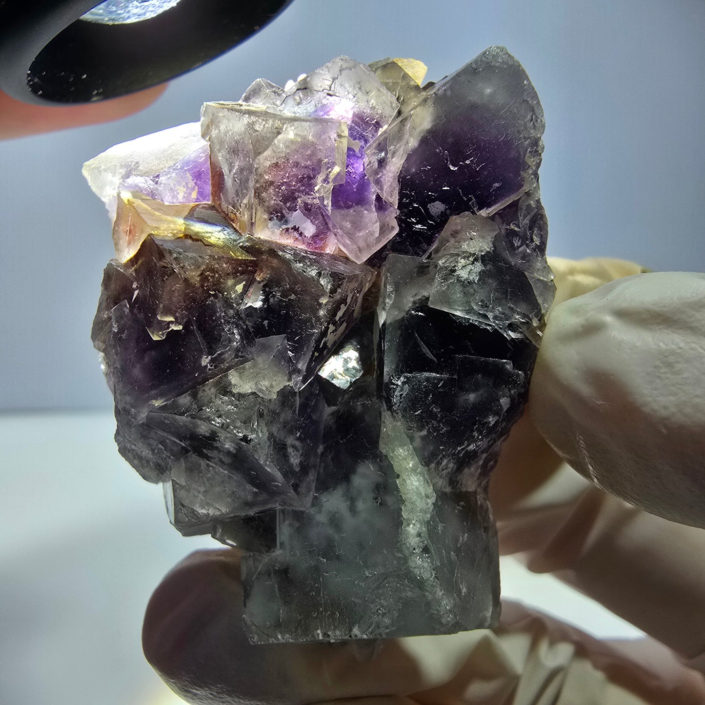 Phantom Fluorit Würfel Stufe, lila weiß Okorusu, Namibia 51*37*26mm