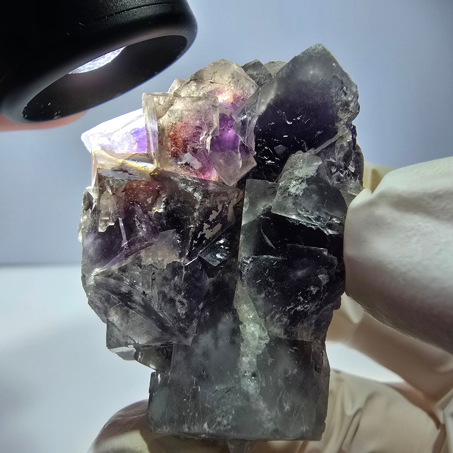 Phantom Fluorit Würfel Stufe, lila weiß Okorusu, Namibia 51*37*26mm