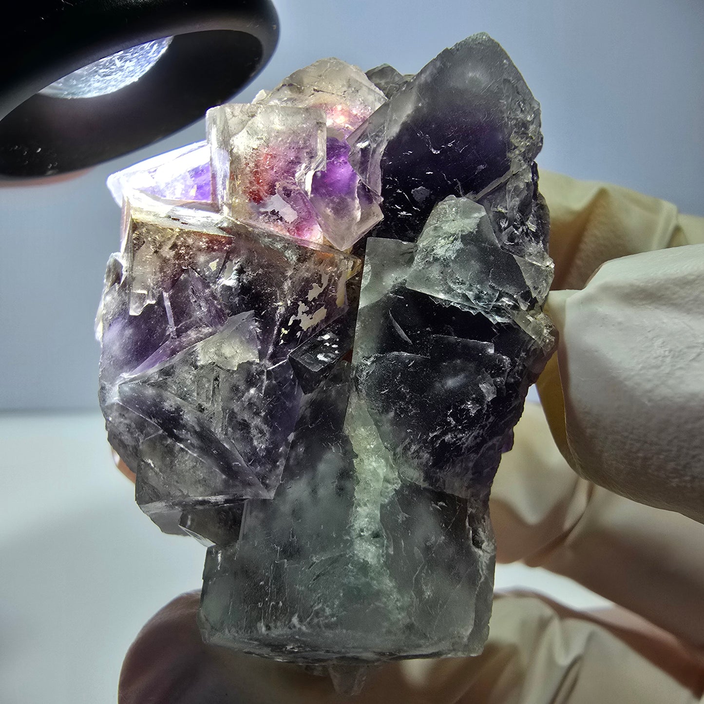 Phantom Fluorit Würfel Stufe, lila weiß Okorusu, Namibia 51*37*26mm