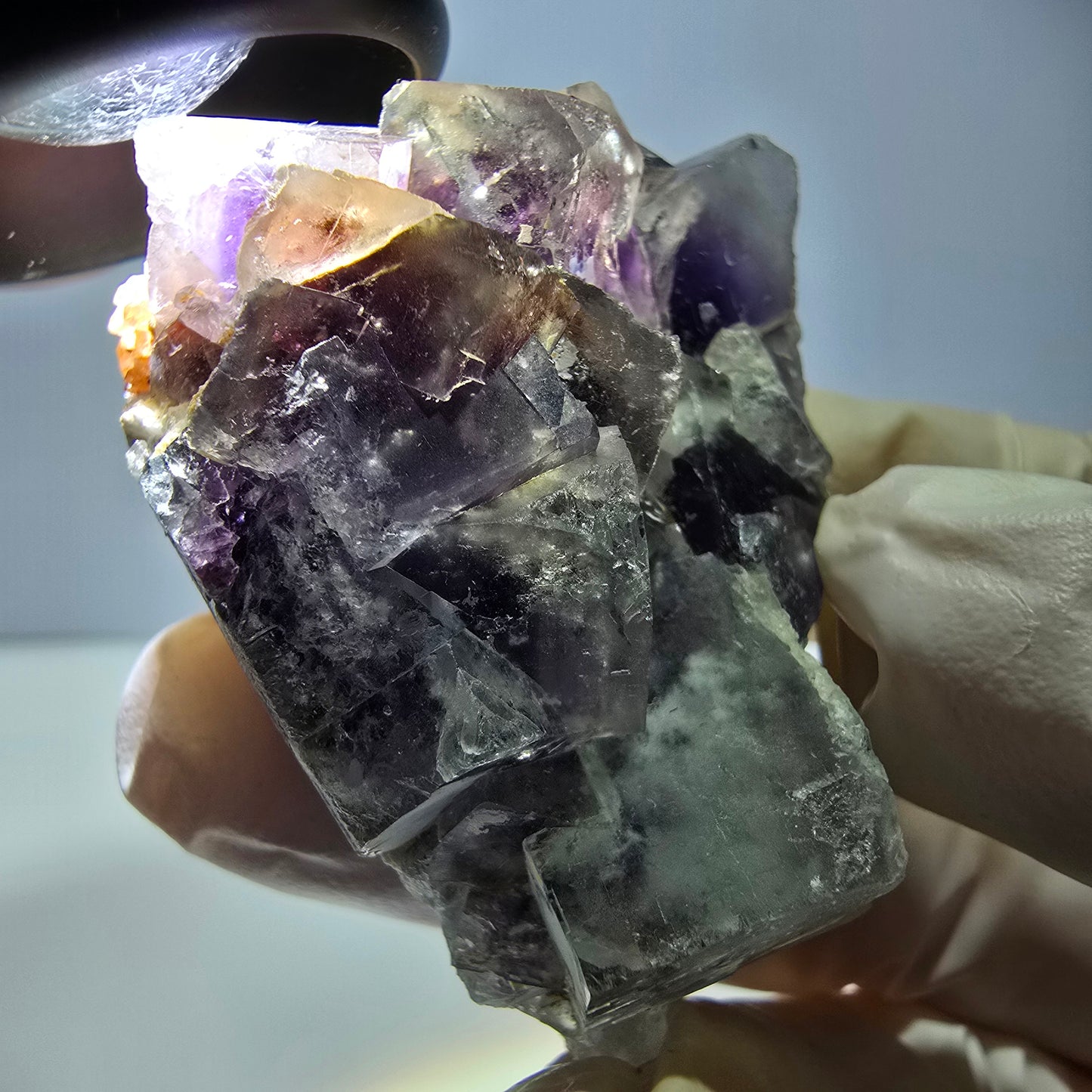 Phantom Fluorit Würfel Stufe, lila weiß Okorusu, Namibia 51*37*26mm