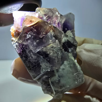 Phantom Fluorit Würfel Stufe, lila weiß Okorusu, Namibia 51*37*26mm