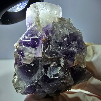 Phantom Fluorit Würfel Stufe, lila weiß Okorusu, Namibia 51*37*26mm