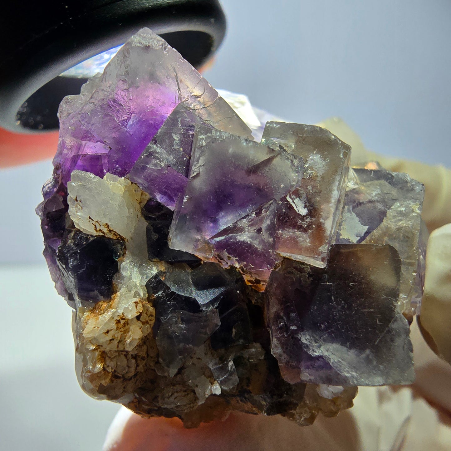 Phantom Fluorit Würfel Stufe, lila weiß Okorusu, Namibia 51*37*26mm