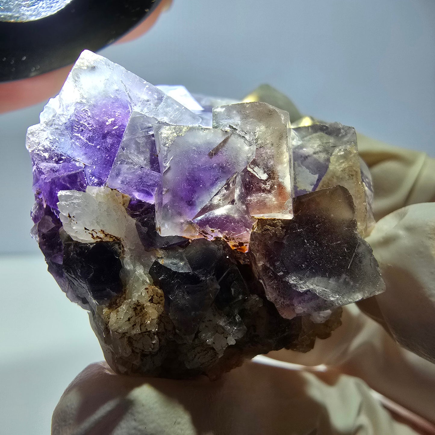 Phantom Fluorit Würfel Stufe, lila weiß Okorusu, Namibia 51*37*26mm