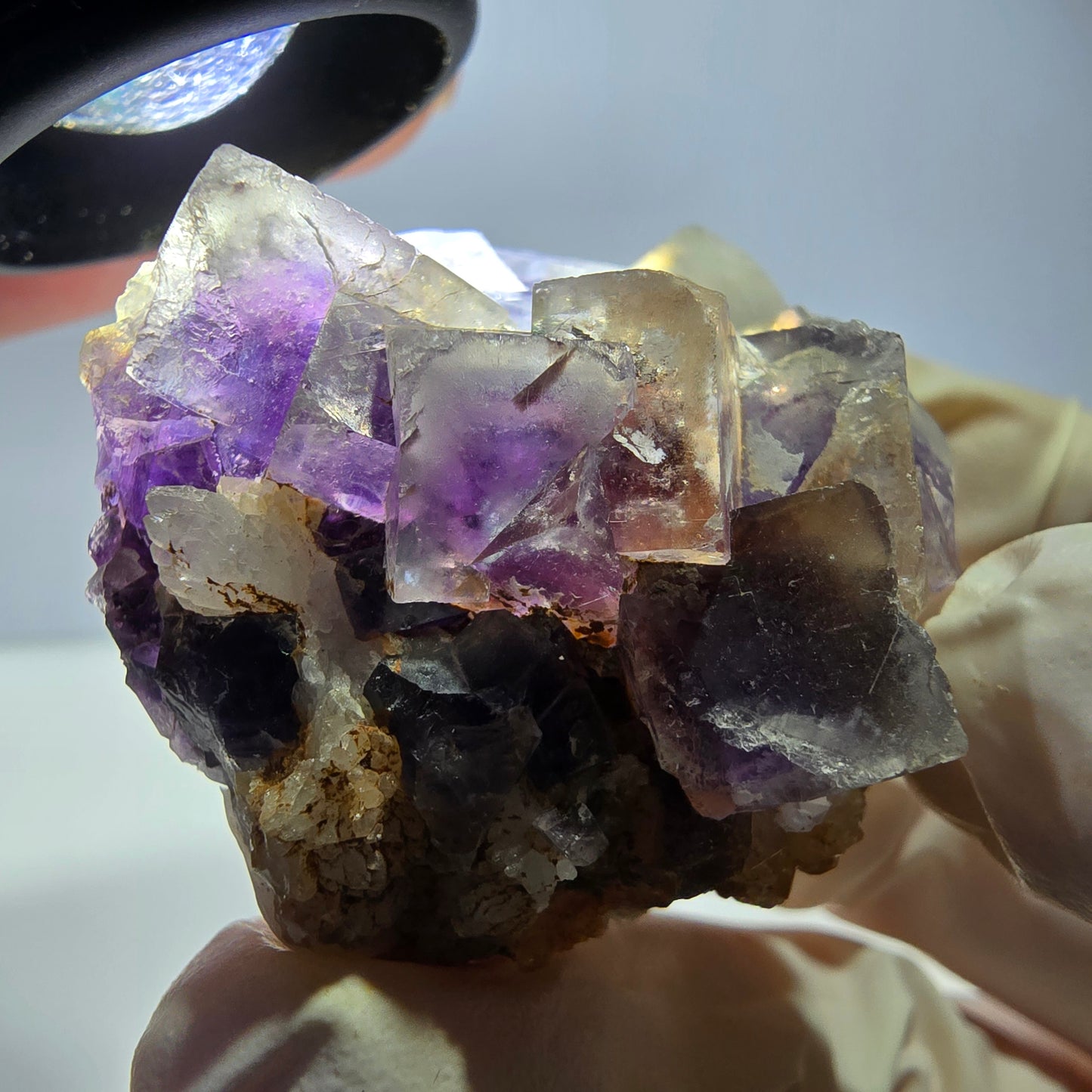 Phantom Fluorit Würfel Stufe, lila weiß Okorusu, Namibia 51*37*26mm