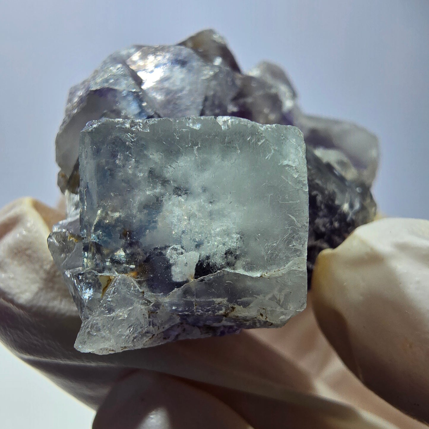 Phantom Fluorit Würfel Stufe, lila weiß Okorusu, Namibia 51*37*26mm