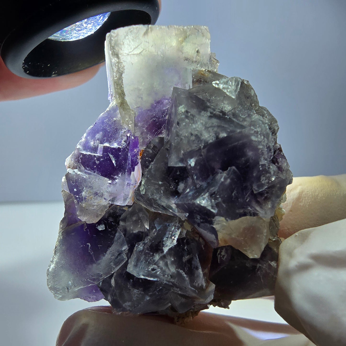 Phantom Fluorit Würfel Stufe, lila weiß Okorusu, Namibia 51*37*26mm