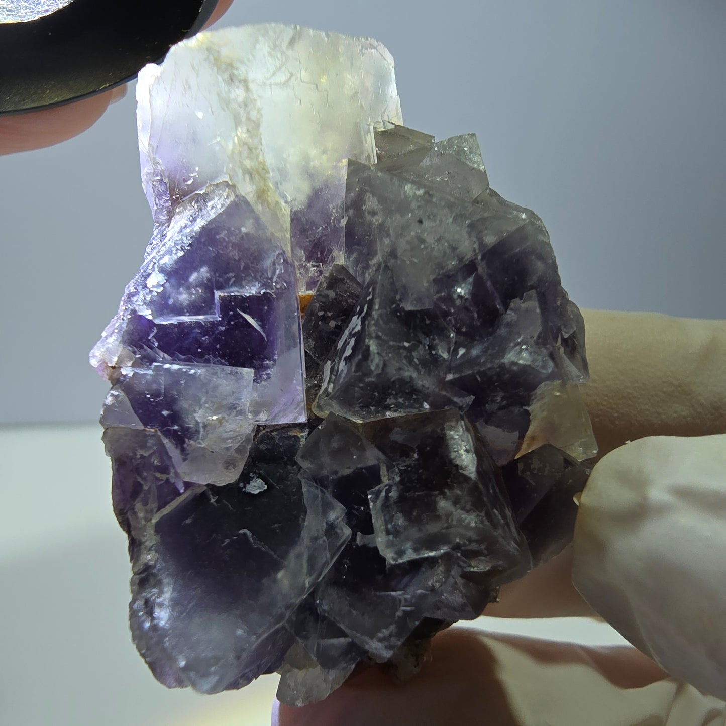 Phantom Fluorit Würfel Stufe, lila weiß Okorusu, Namibia 51*37*26mm