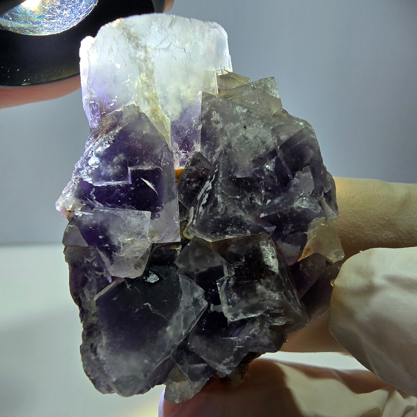 Phantom Fluorit Würfel Stufe, lila weiß Okorusu, Namibia 51*37*26mm