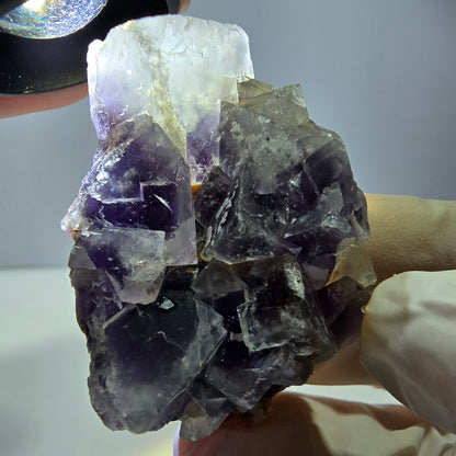 Phantom Fluorit Würfel Stufe, lila weiß Okorusu, Namibia 51*37*26mm