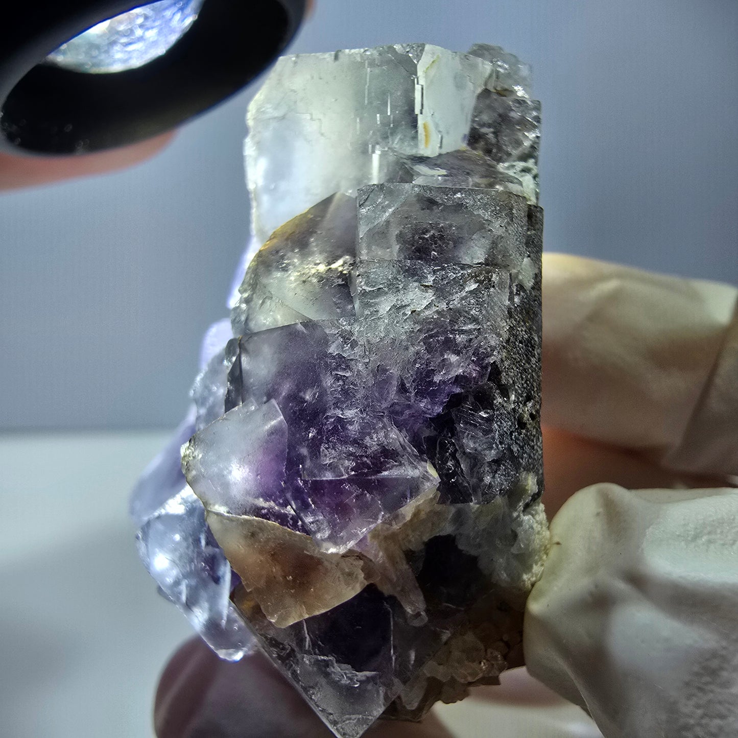 Phantom Fluorit Würfel Stufe, lila weiß Okorusu, Namibia 51*37*26mm