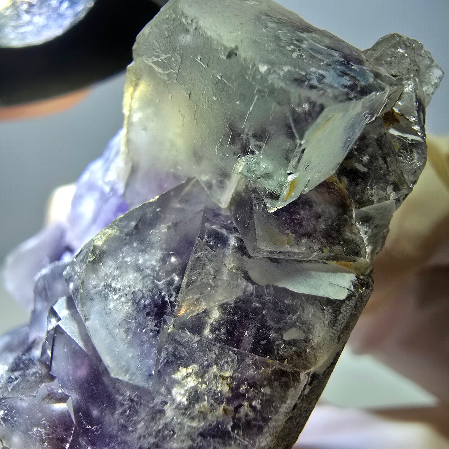 Phantom Fluorit Würfel Stufe, lila weiß Okorusu, Namibia 51*37*26mm