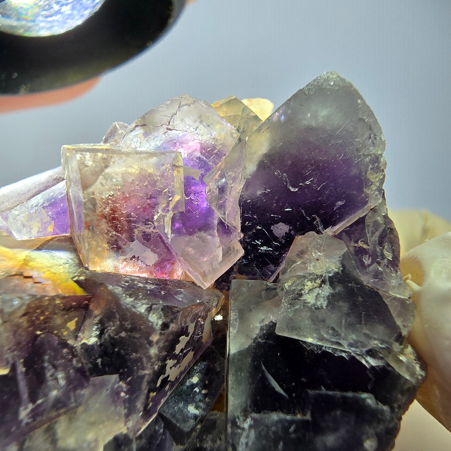 Phantom Fluorit Würfel Stufe, lila weiß Okorusu, Namibia 51*37*26mm