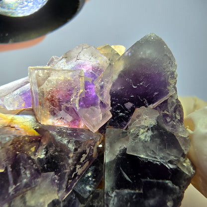 Phantom Fluorit Würfel Stufe, lila weiß Okorusu, Namibia 51*37*26mm
