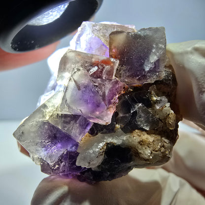 Phantom Fluorit Würfel Stufe, lila weiß Okorusu, Namibia 51*37*26mm