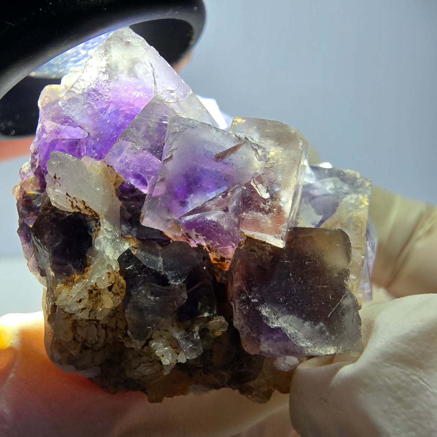 Phantom Fluorit Würfel Stufe, lila weiß Okorusu, Namibia 51*37*26mm