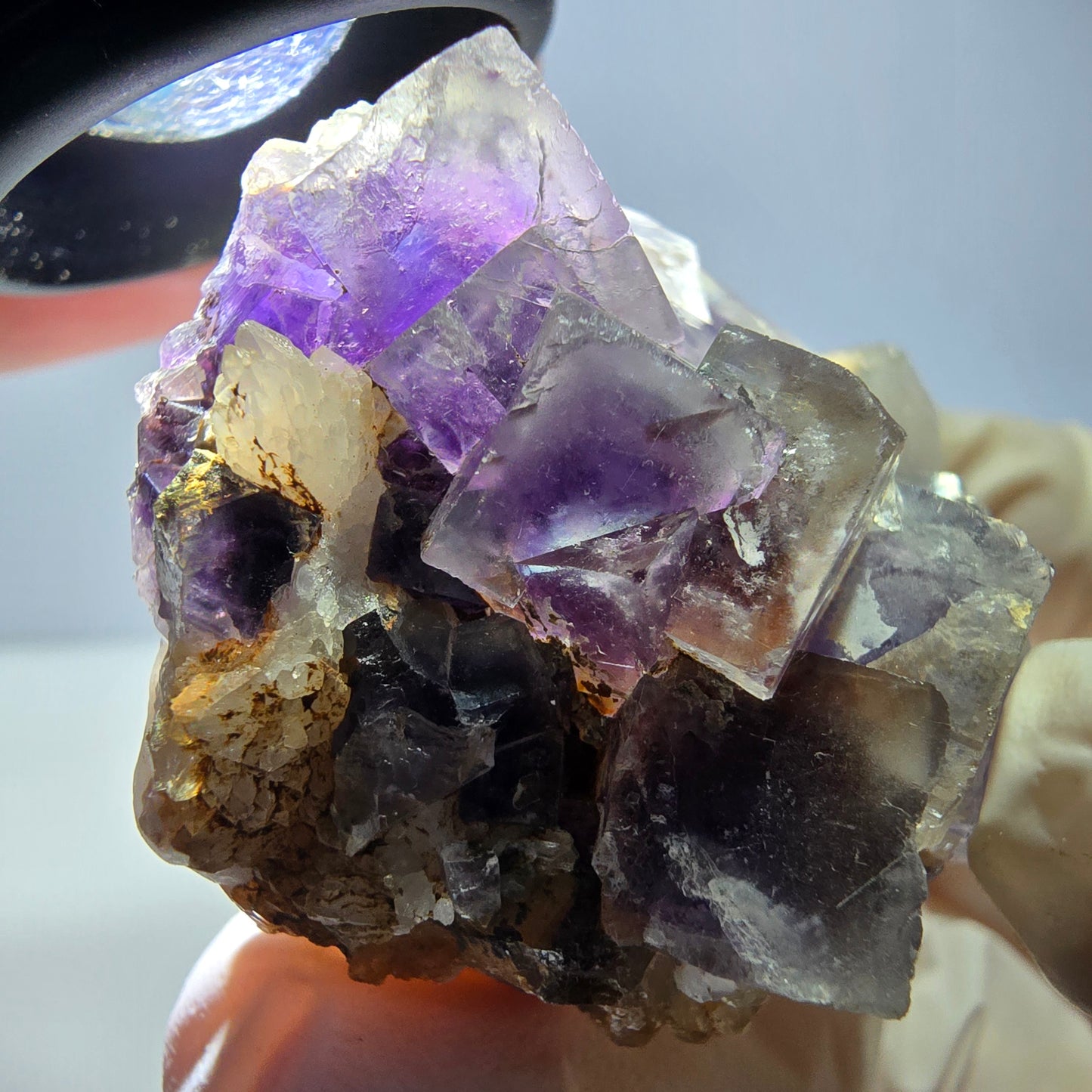 Phantom Fluorit Würfel Stufe, lila weiß Okorusu, Namibia 51*37*26mm