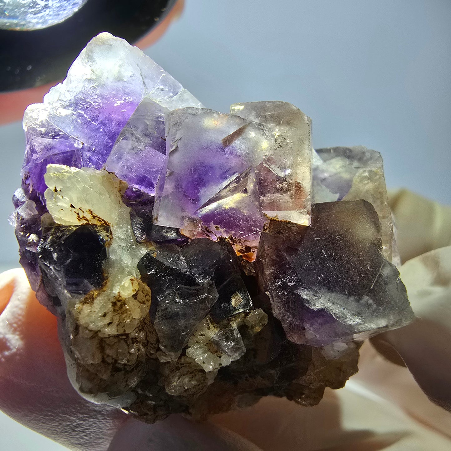 Phantom Fluorit Würfel Stufe, lila weiß Okorusu, Namibia 51*37*26mm
