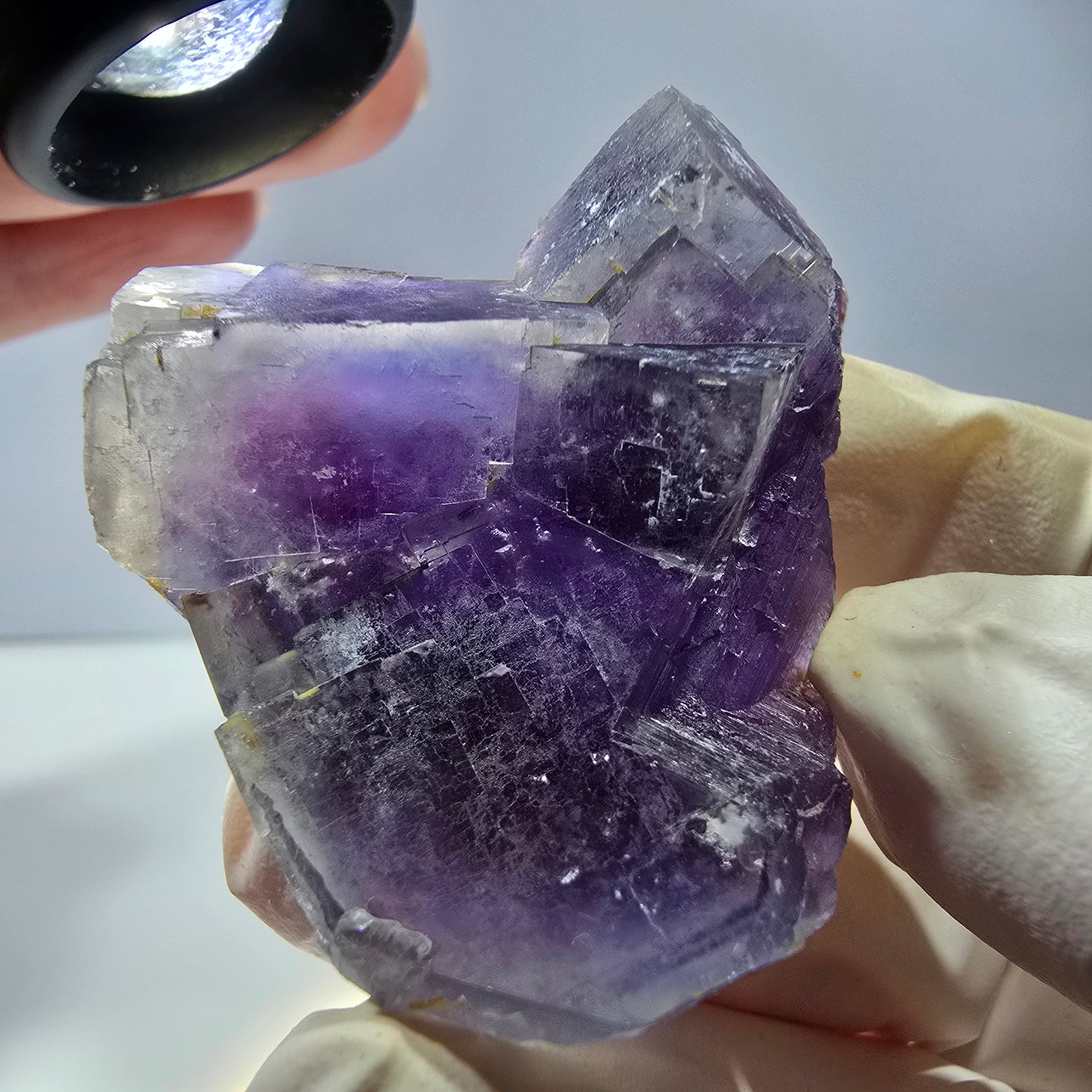 Phantom Fluorit Würfel Stufe, lila weiß Okorusu, Namibia 45*39*19mm