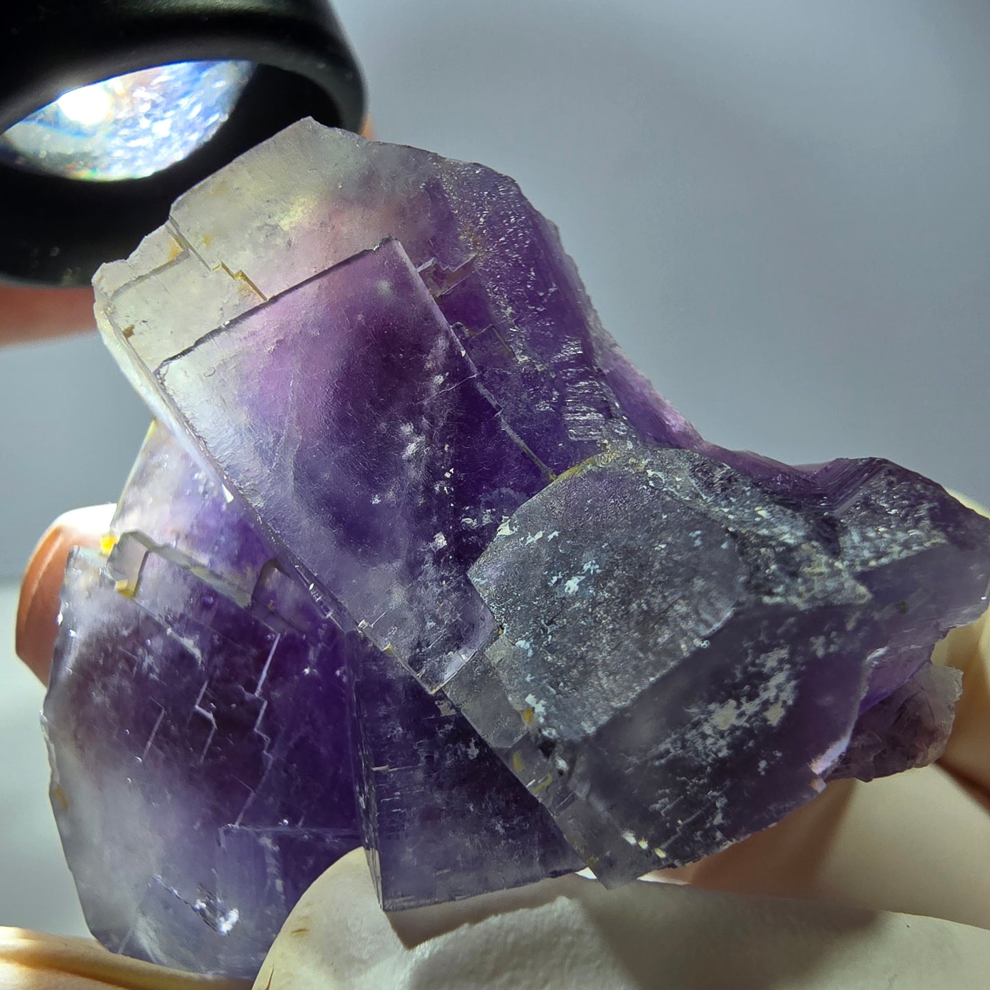 Phantom Fluorit Würfel Stufe, lila weiß Okorusu, Namibia 45*39*19mm