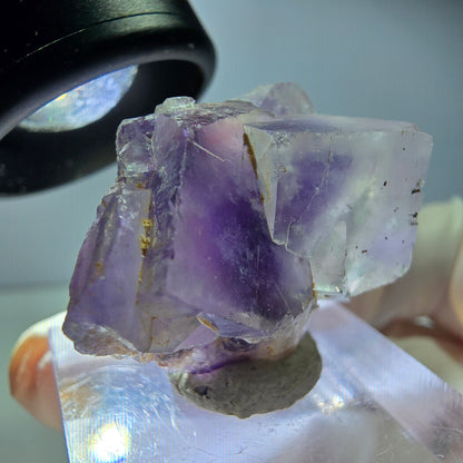 Phantom Fluorit Würfel Stufe, lila weiß Okorusu, Namibia 33*31*19mm