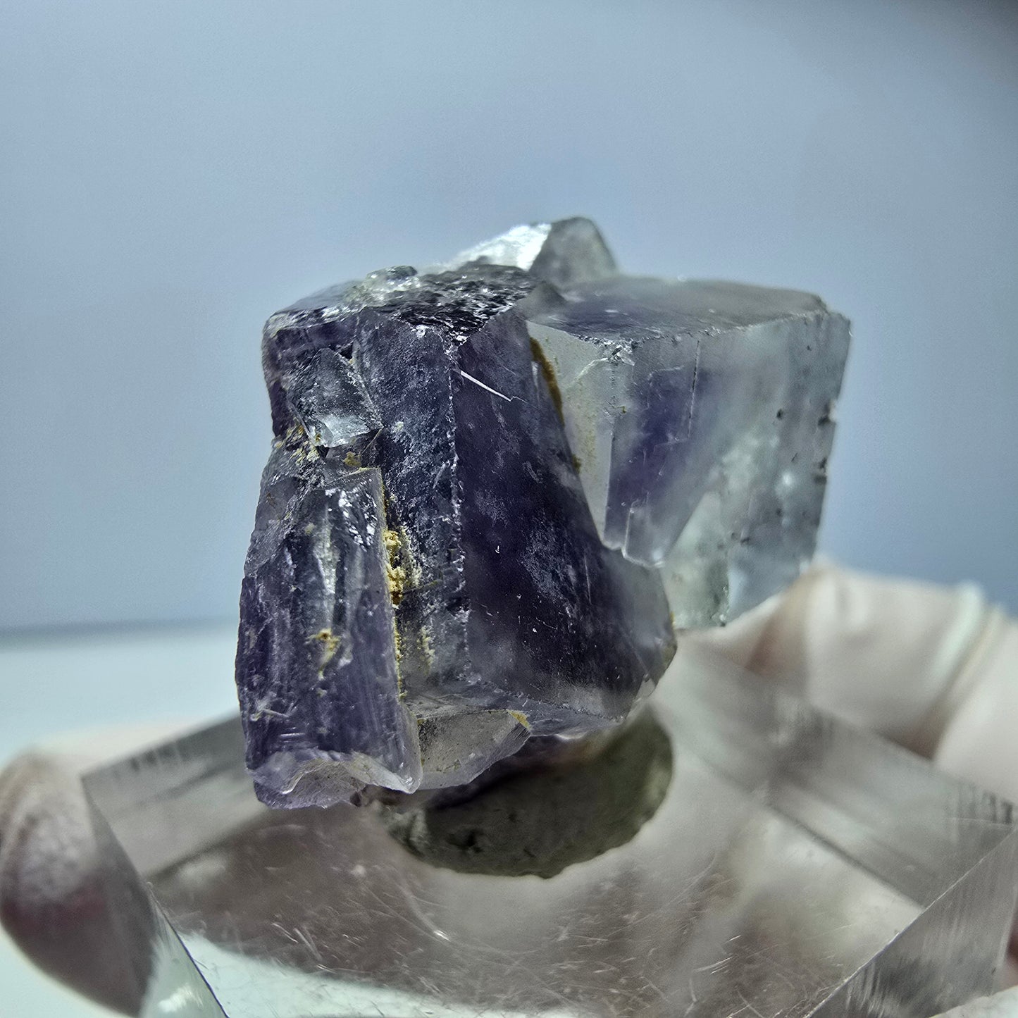 Phantom Fluorit Würfel Stufe, lila weiß Okorusu, Namibia 33*31*19mm