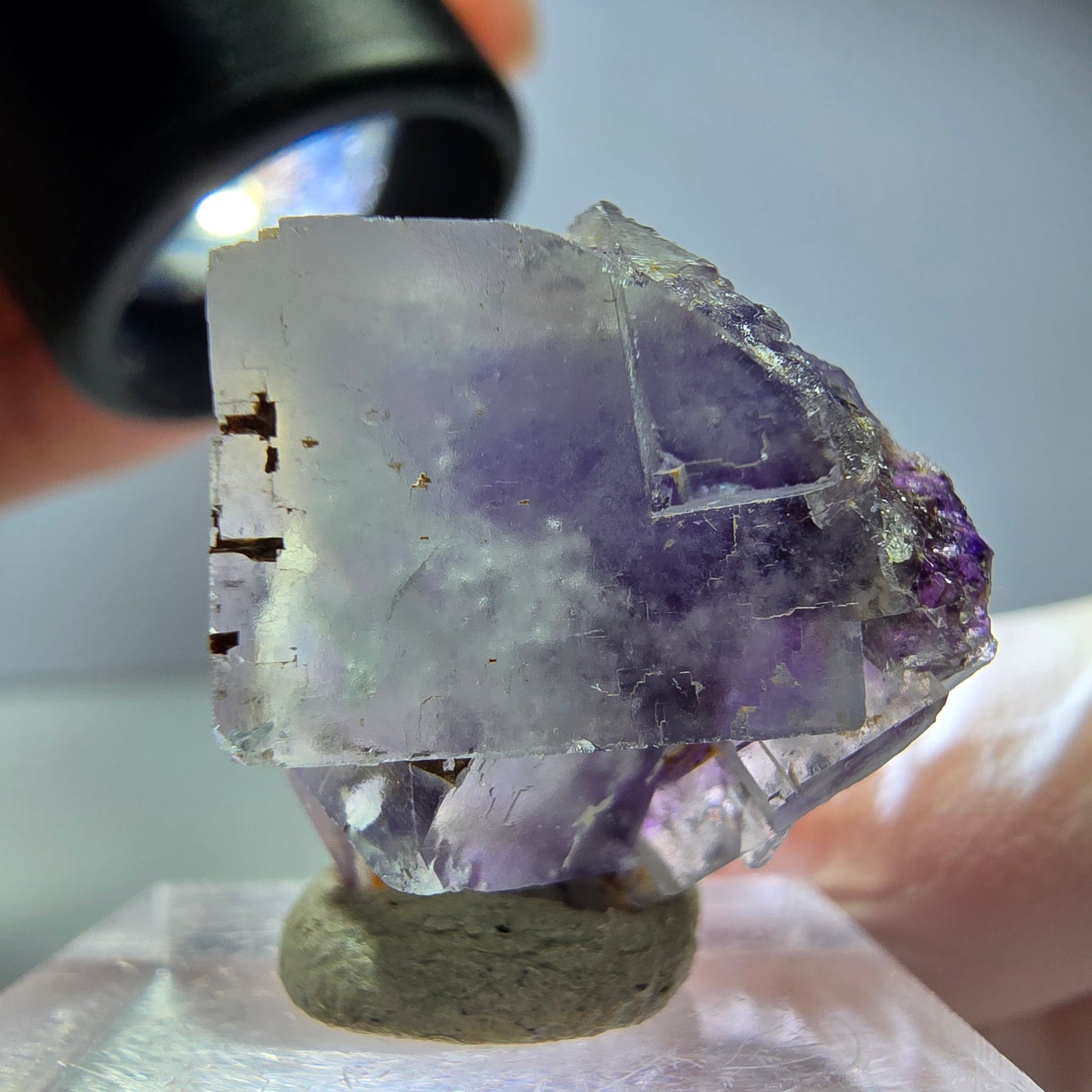 Phantom Fluorit Würfel Stufe, lila weiß Okorusu, Namibia 33*31*19mm