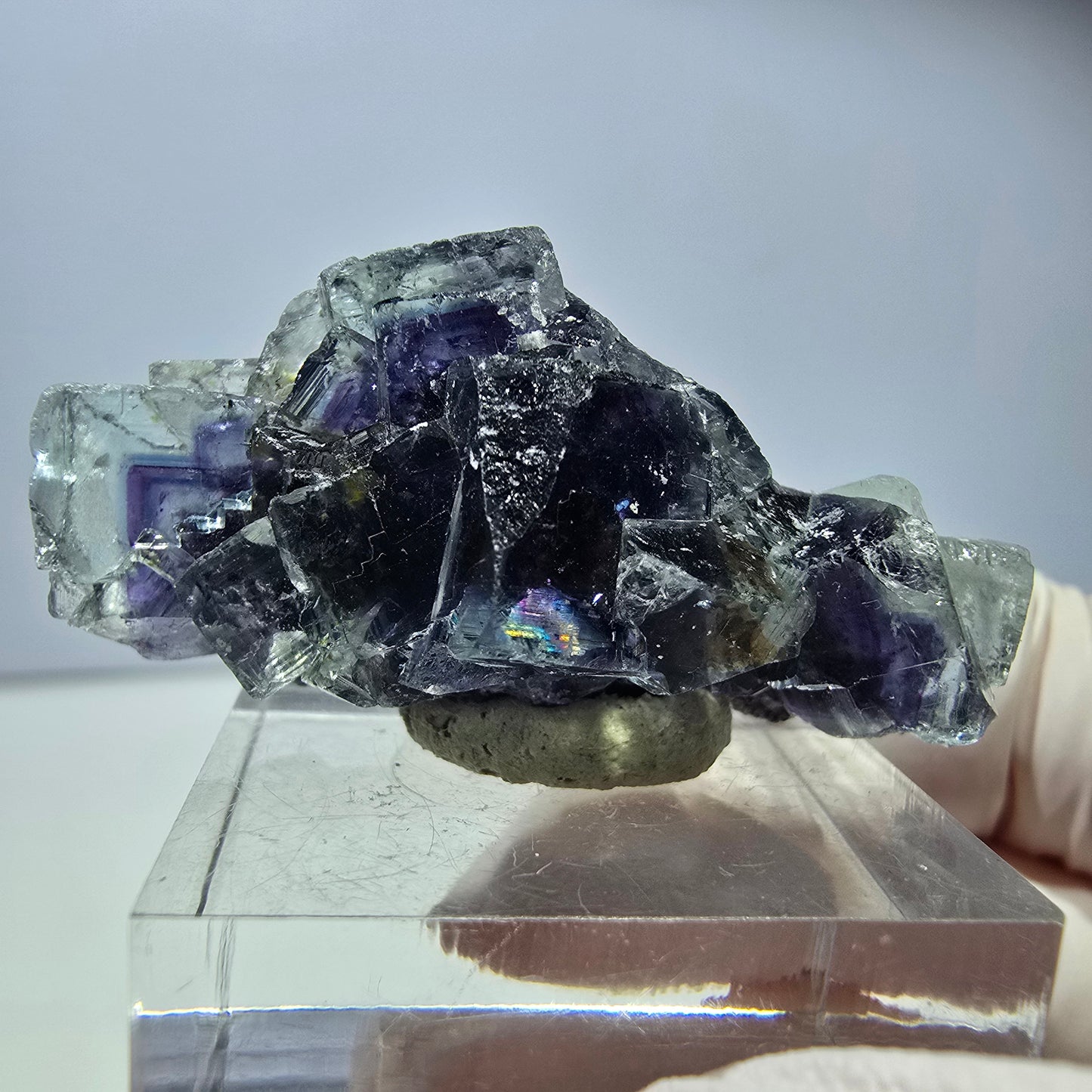 Phantom Fluorit Würfel Stufe, grün lila Okorusu, Namibia 40*20*17mm