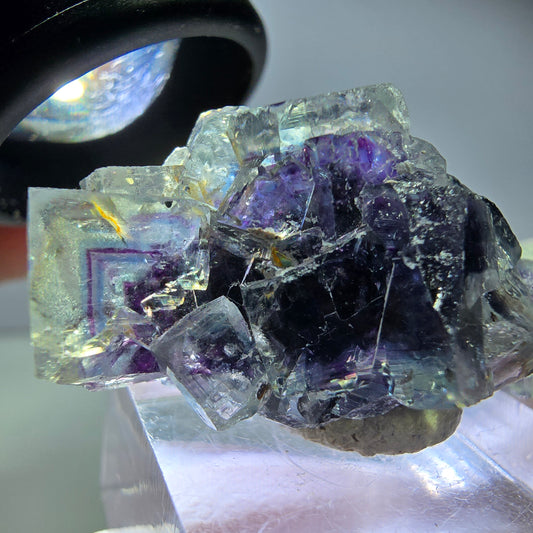 Phantom Fluorit Würfel Stufe, grün lila Okorusu, Namibia 40*20*17mm