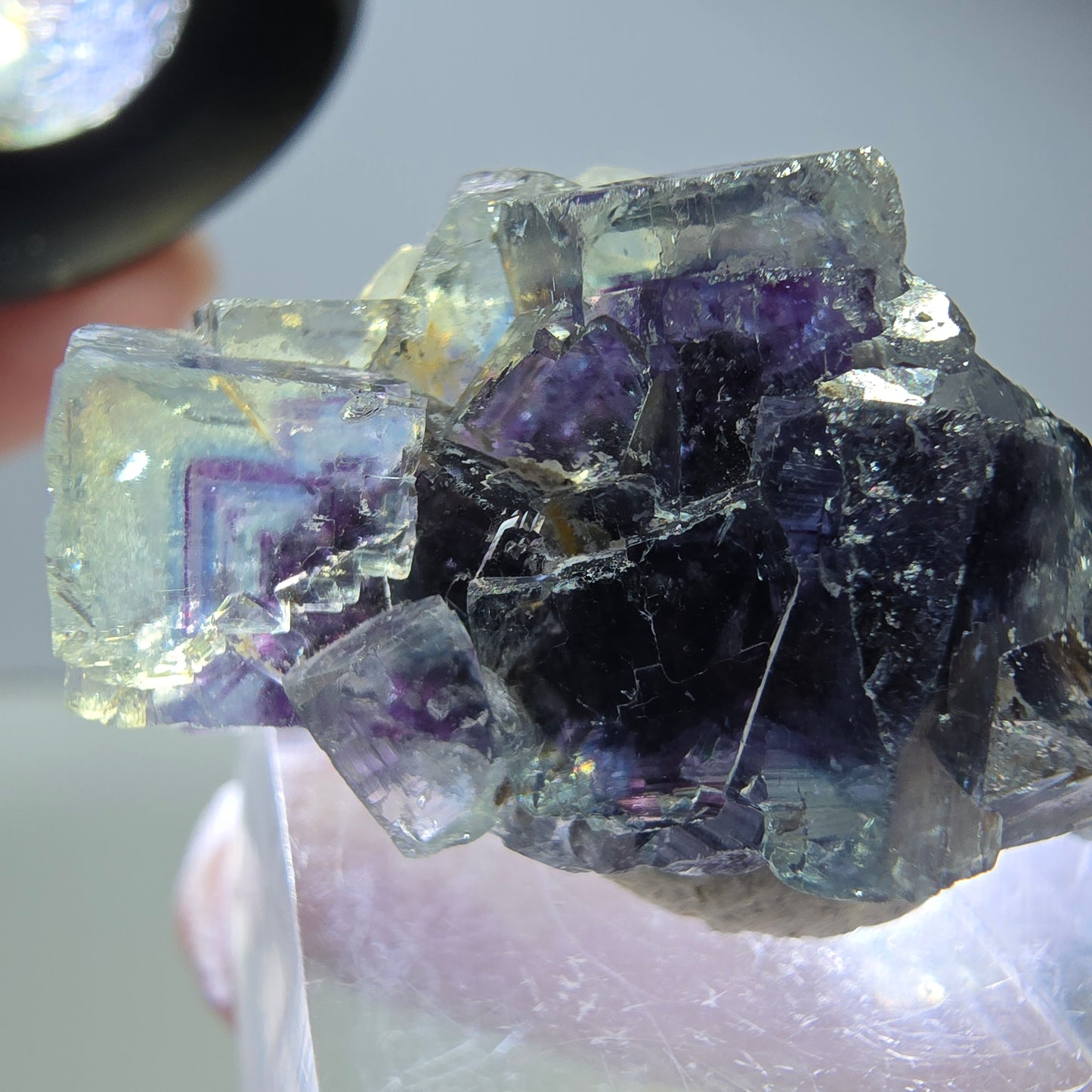 Phantom Fluorit Würfel Stufe, grün lila Okorusu, Namibia 40*20*17mm